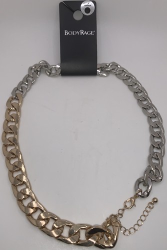 Body Rage Gold / Silver Curb Chain Necklace One Size Fits All 03871969 BNWT