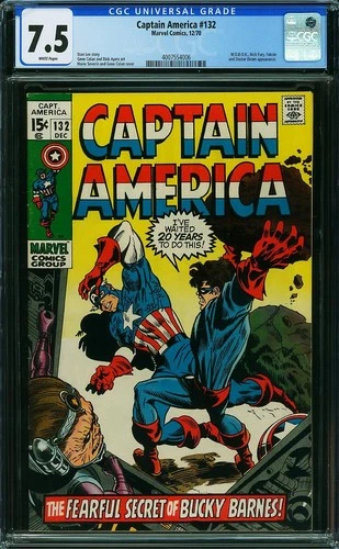 CAPTAIN AMERICA  #132  High Grade VF7.5 CGC    WHITE PAGES!  4007554006