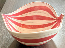 Danish Modern Stig Lindberg Gustavsberg Sweden Faience Glazed Ceramic Leaf Bowl