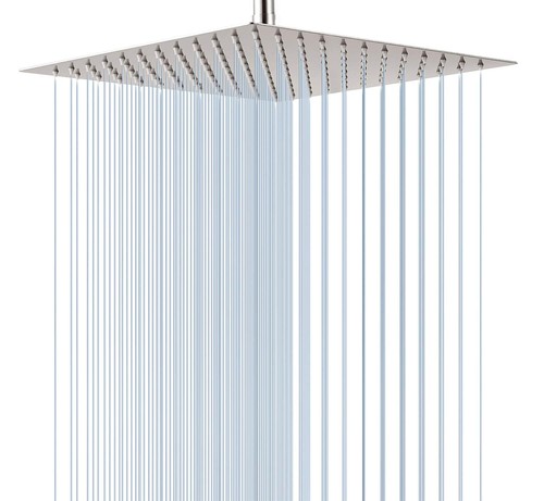 Square16 Inch Square Stainless Steel Shower Head Rainfall Large Shower ...