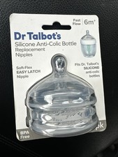 2Pk Dr. Talbots Silicone Anti-Colic Bottle Replacement Nipples Fast Flow 6m 