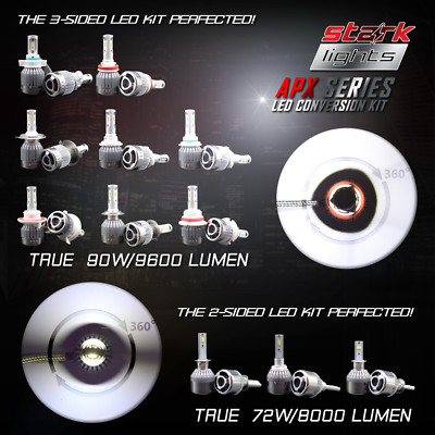 LED Headlight Bulbs 6000K White High Power Conversion Kit 90W 9600LM Stark APX