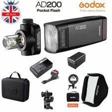 UK Godox 2.4 TTL 1/8000s Two Heads AD200 Flash With SFUV60 60*60cm Softbox Kit