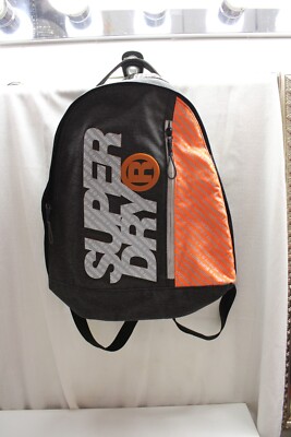 Superdry Zac Freshman 17L Backpack Logo Orange Grey 2 Zip Compartments