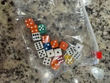 Lot of 19 Dice ~ Black/White, Colored ~ Classroom Math Manipulatives ~ Teaching