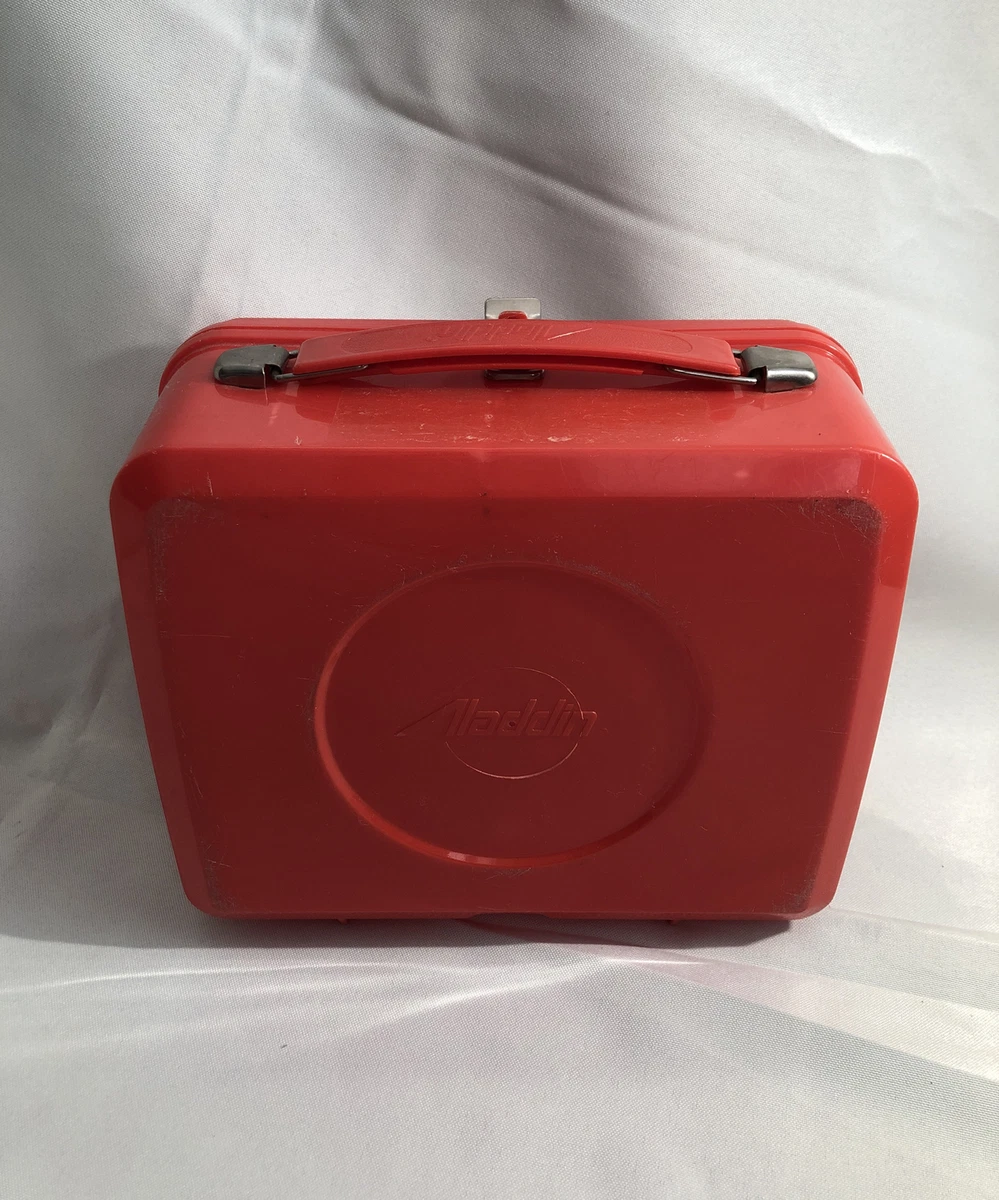 Vintage Red CARE BEARS PLASTIC LUNCH BOX ALADDIN 1980'S NO THERMO