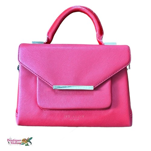Ted Baker Red Leather Handbag Vintage Top Handle Chain Strap