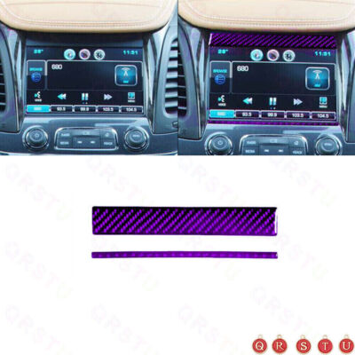 For Chevy Impala 14-2020 Purple Carbon Fiber Navigation Top & Bottom Cover Trim 