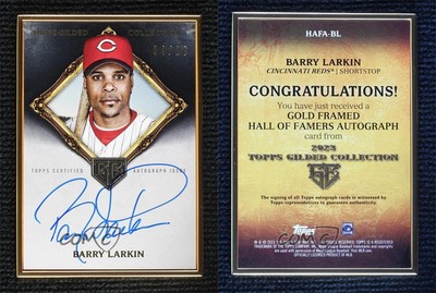 2023 Gilded Collection Gold Framed Hall of Famer Onyx /10 Barry Larkin Auto HOF
