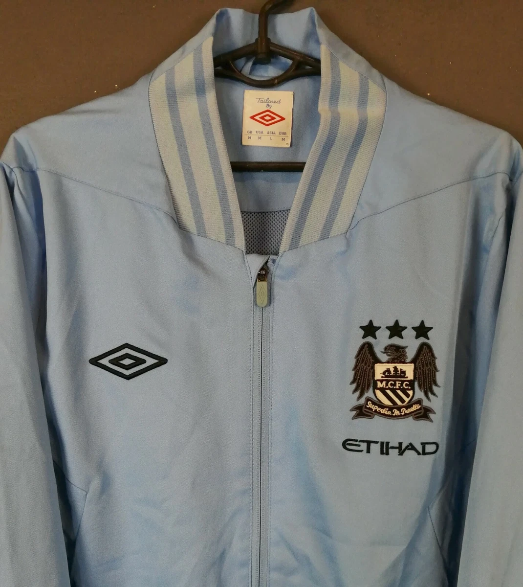 RARE UMBRO MEN'S FC MANCHESTER CITY JACKET SOCCER FOOTBALL BLUE SIZE M MEDIUM