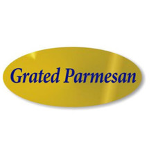 Grated Parmesan Gold Foil Merchandising Labels .875” X 1.9 Size 500 PER ROLL