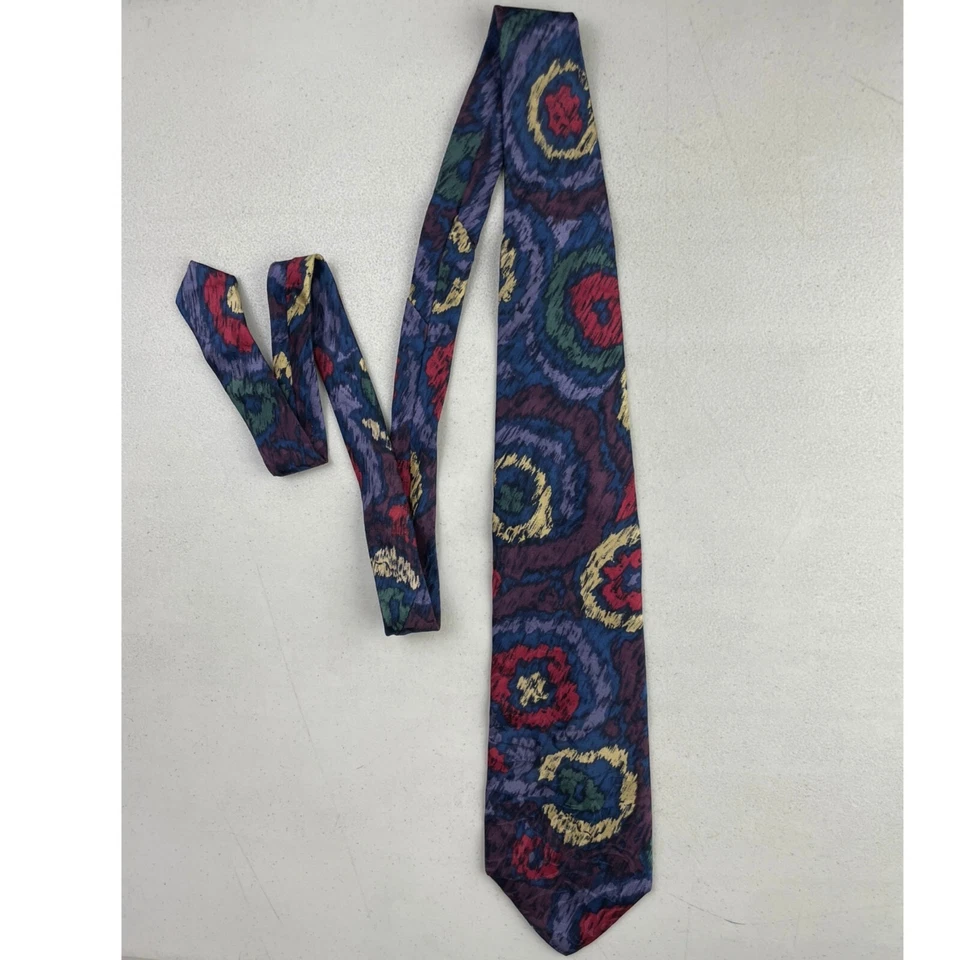 Corbata de seda Tie Dye años 80 multicolor intage Foto 2 de 3