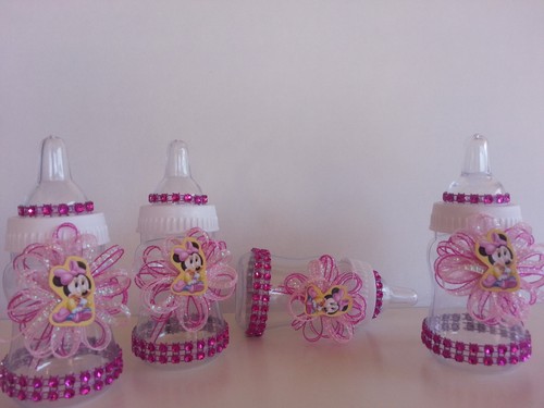 Mouse Minnie | 12 bomboniere bottiglie | decorazione baby shower | premi è una ragazza - Foto 4 di 9