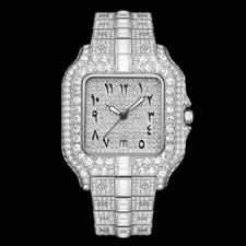  VVS Arabic Numerals Luxury Square Dial Iced ...