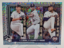2025 Topps Series 1 Celebration AL ERA Leaders Skubal Blanco Valdez #5 Confetti 