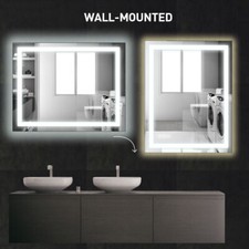 Vanity Mirror LED Lighted Dimmable Anti Fog Bathroom Wall Mounted Makeup Mirror
