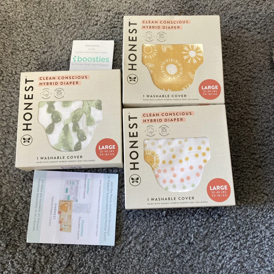 Honest Hybrid Cloth Diaper Covers with Pocket-Sling, Large (22-40 lbs) - Image 3 of 3