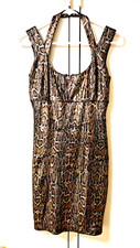 GUESS Womens Tricia Scuba Cut Out Halter Bodycon Snake Print Sheath Dress Size 2