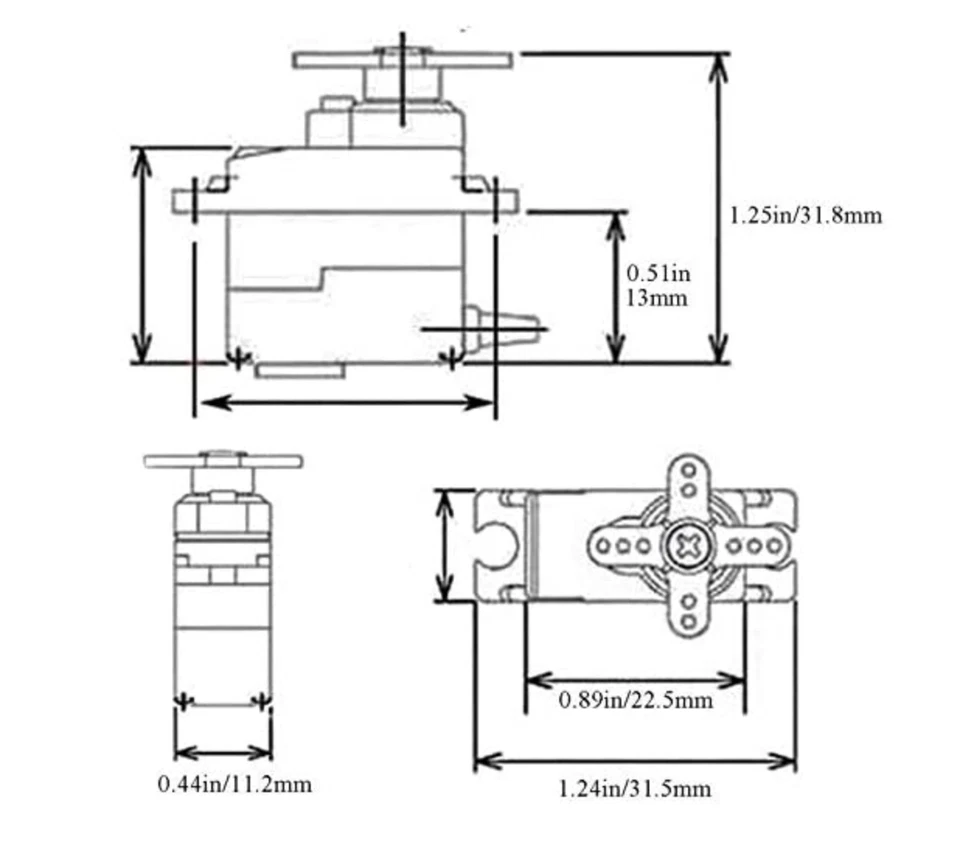 10x Stück Servo MG90S Metalgetriebe Mini Micro JR Stecker Flugzeug Ruderhorn 13g - Bild 4 von 4