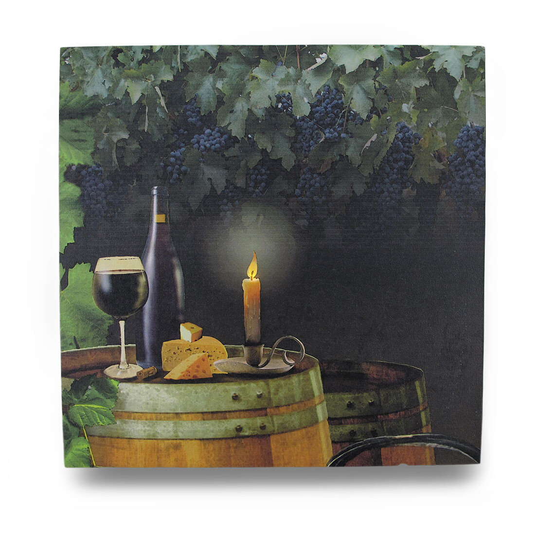 Zeckos LED Wine By Candlelight Canvas Wall Art with Lights  