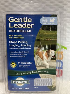 PETSAFE NO-PULL GENTLE LEADER HEAD HARNESS SMALL SILVER UP TO 25 LBS BRAND  NEW