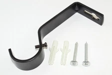 New 12 X Curtain Drape Pole Rail Rod Support Brackets Black Steel 28mm - Onestop