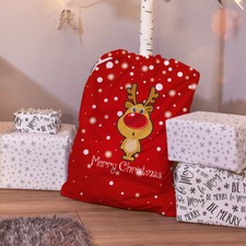 Weihnachten Nikolaus Sack - rot Cartoon Rentier - Kinder Weihnachtsstrumpf