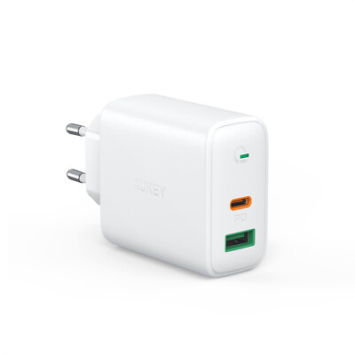 Aukey 2x USB 30W PD Ladegerät mit Dynamischer Erkennung für USB C und USB Geräte