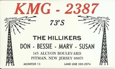 Vintage KMG-2387 Pitman New Jersey USA CB Radio QSL Card