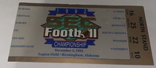 Alabama Football Vs Florida  game Day ticket Stub. 1992 SEC Championship.