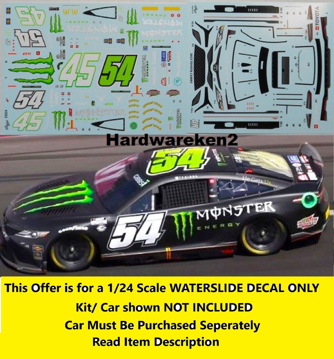 NASCAR DECAL #54 MONSTER ENERGY 2023 TOYOTA CAMRY TY GIBBS ROOKIE