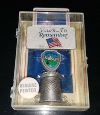 NEW VINTAGE COLORADO GENUINE PEWTER THIMBLE FORT TRAVEL SOUVENIR MOUNTAINS
