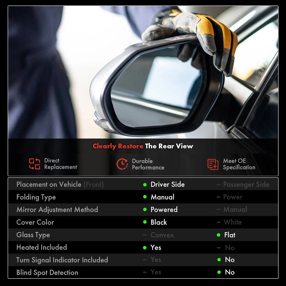 Espejo retrovisor térmico negro texturizado para Toyota 4Runner 2010 2011 2012 2013 izquierdo Foto 2 de 4