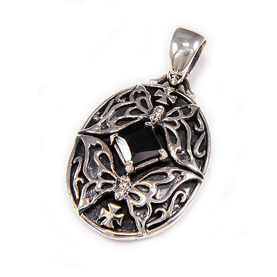 Solid Beat 「butterfly pendant」 silver925 BUTTERFLY MEDAL CZ 925 STERLING SILVER GOTHIC BIKER