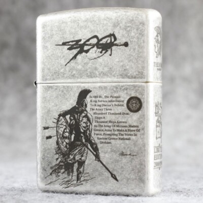 Zippo Feuerzeug 121FB Antique Silver Custom Design / 300 The Sparta Neu in Box