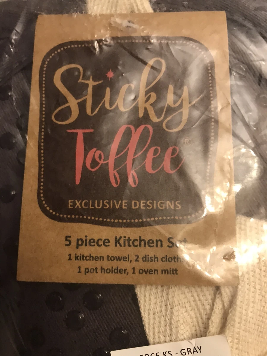 Sticky Toffee exclusive designs 5 Piece Kitchen Towel Set Gray Gift Value  Set