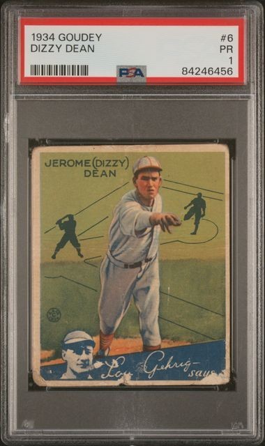 1934 GOUDEY DIZZY DEAN  #6  PSA 1