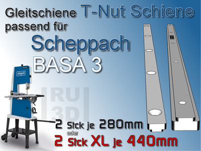 T-Nut Schiene Gleitschiene f. Bau Schiebeschlitten Scheppach Basa 3 kompatibel