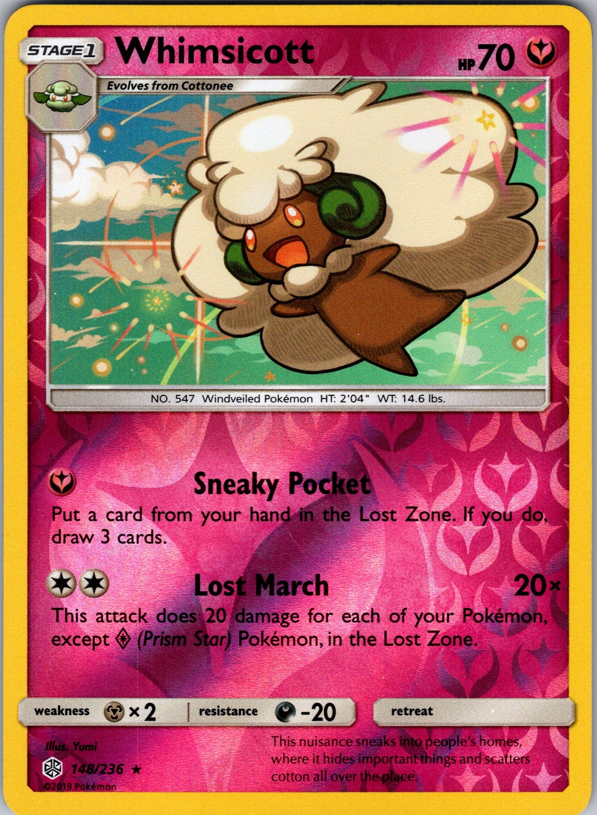 SM - Cosmic Eclipse #148/236 Whimsicott REV HOLO
