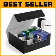 Premium 1800+ Capacity Trading Card Storage Box with Magnetic Closure & Dividers