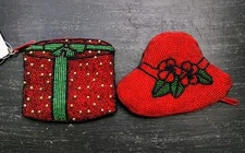 Lot of 2 Small Beaded Purses Red Hat Society & John Weitz 