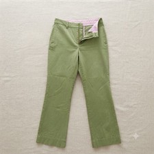Lands' End Women's Green Pink Chino Pants Preppy 100 Cotton Size 8