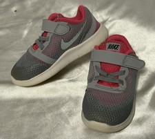 Nike Free RN Baby Girl Toddler Sneakers Pink Grey 8C Hook/Loop Closure