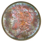 1882-S ANACS MS63 MORGAN $ SPOOKY VIBRANT RAINBOW TONING (VIDEO} **