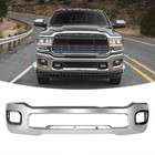 Chrome Steel Front Bumper For 2019 2020 2021 2022 2023 RAM 2500 3500 W/Fog Holes