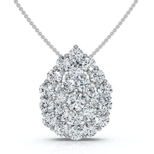 2Ct Diamond Pear Shape Pave Pendant 14k Gold Necklace Lab Grown