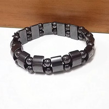 Magnetic Hematite Healing Stretchable Bracelet 2 Line Hematite Therapy Bracelet