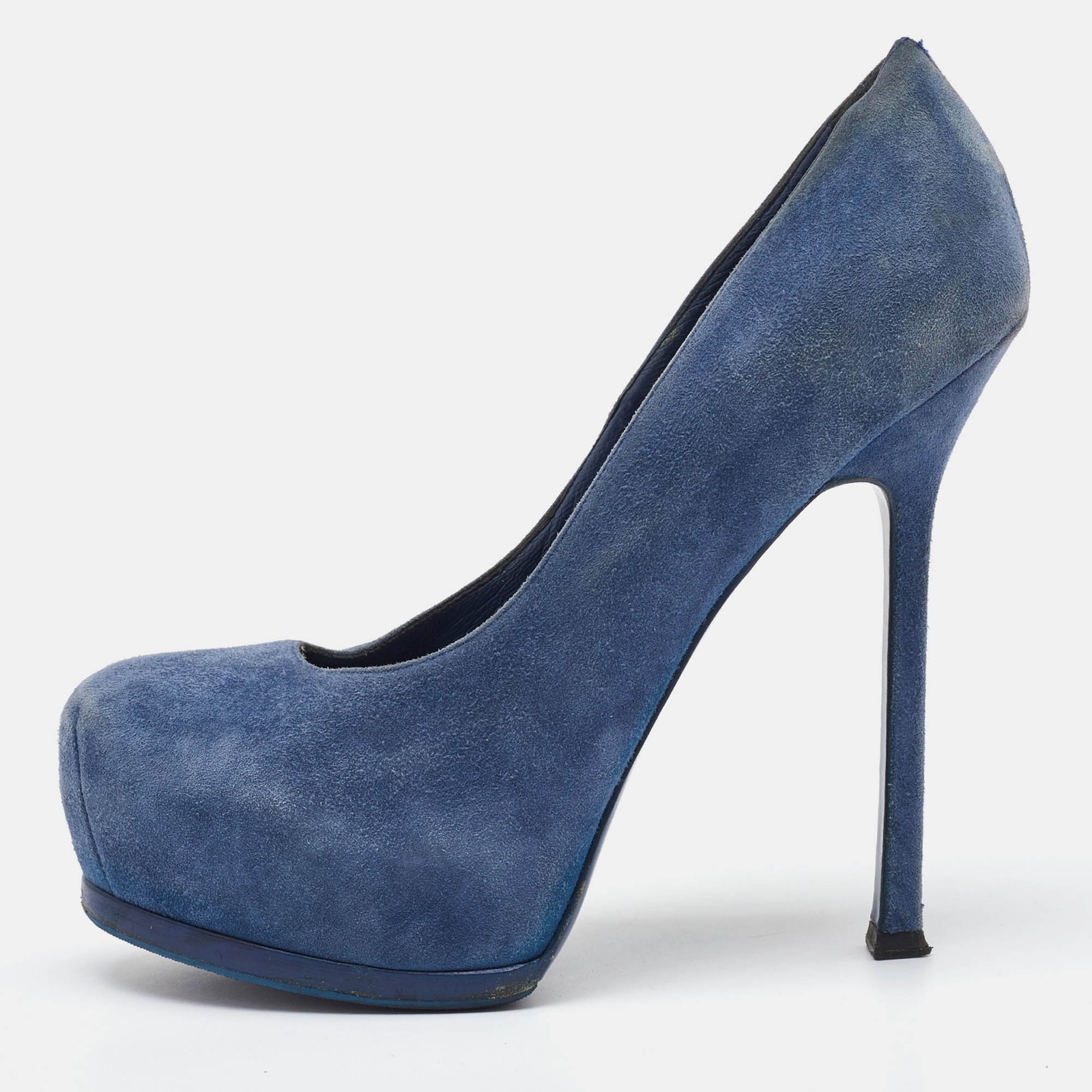 Decolte Yves Saint Laurent blu scamosciate tribtoo platform taglia 36 5