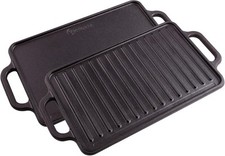 Plaque à Griller en Fonte à Induction Grille Réversible 33x21cm pour Barbecue  V