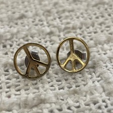 Gold Toned Peace Sign Stud Earrings
